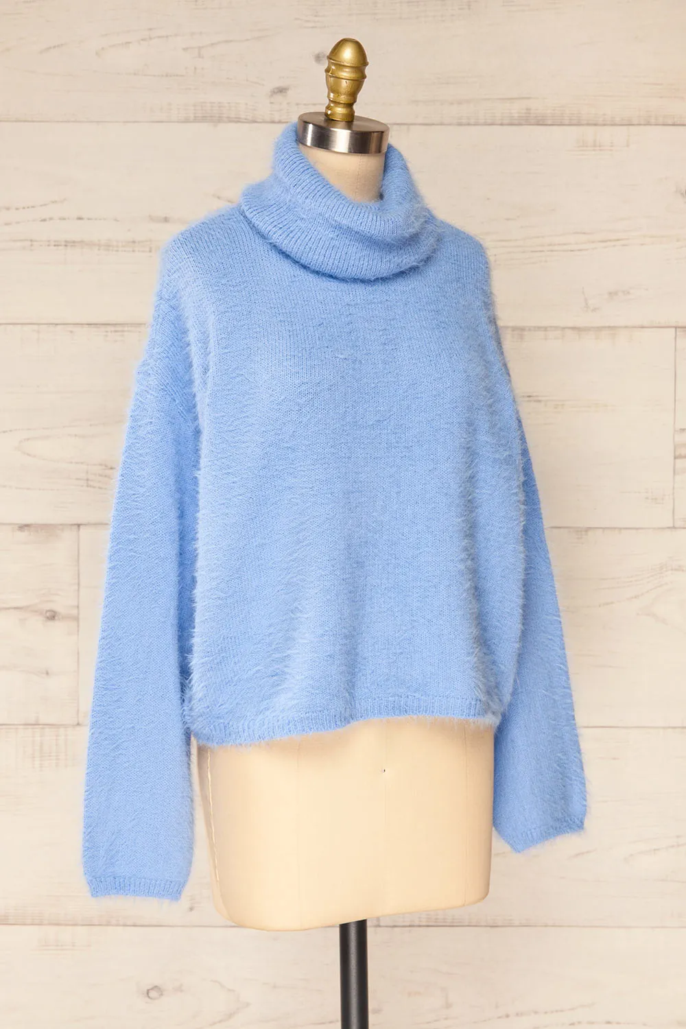 Titania Blue | Fuzzy Turtleneck Sweater