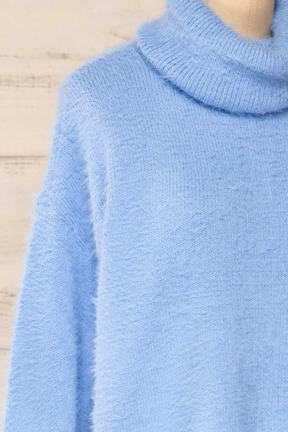 Titania Blue | Fuzzy Turtleneck Sweater