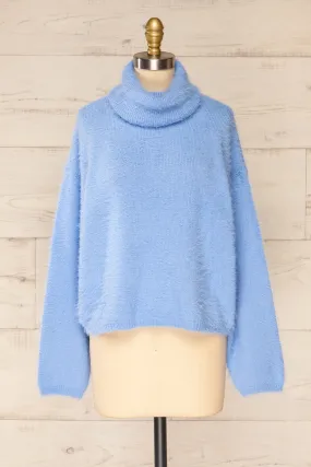 Titania Blue | Fuzzy Turtleneck Sweater