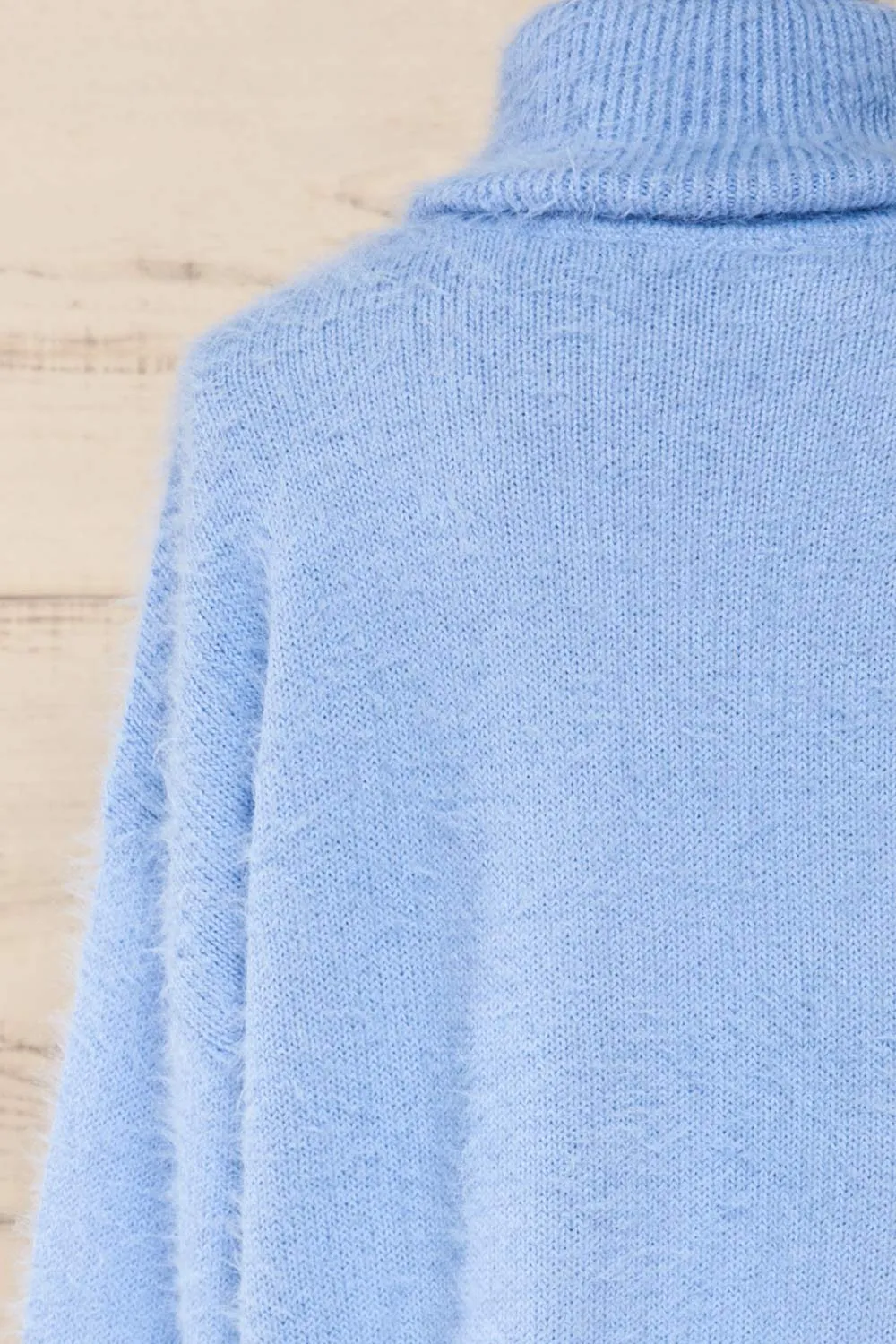 Titania Blue | Fuzzy Turtleneck Sweater