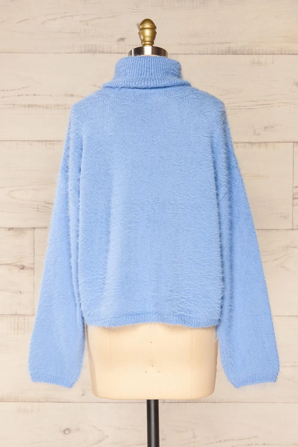 Titania Blue | Fuzzy Turtleneck Sweater