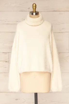 Titania Cream | Fuzzy Turtleneck Sweater