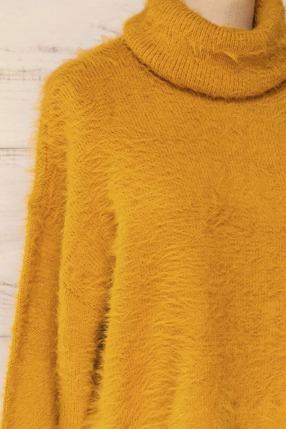 Titania Mustard | Fuzzy Turtleneck Sweater