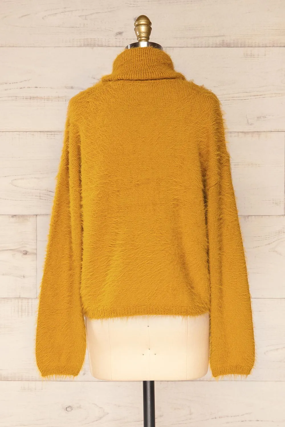 Titania Mustard | Fuzzy Turtleneck Sweater