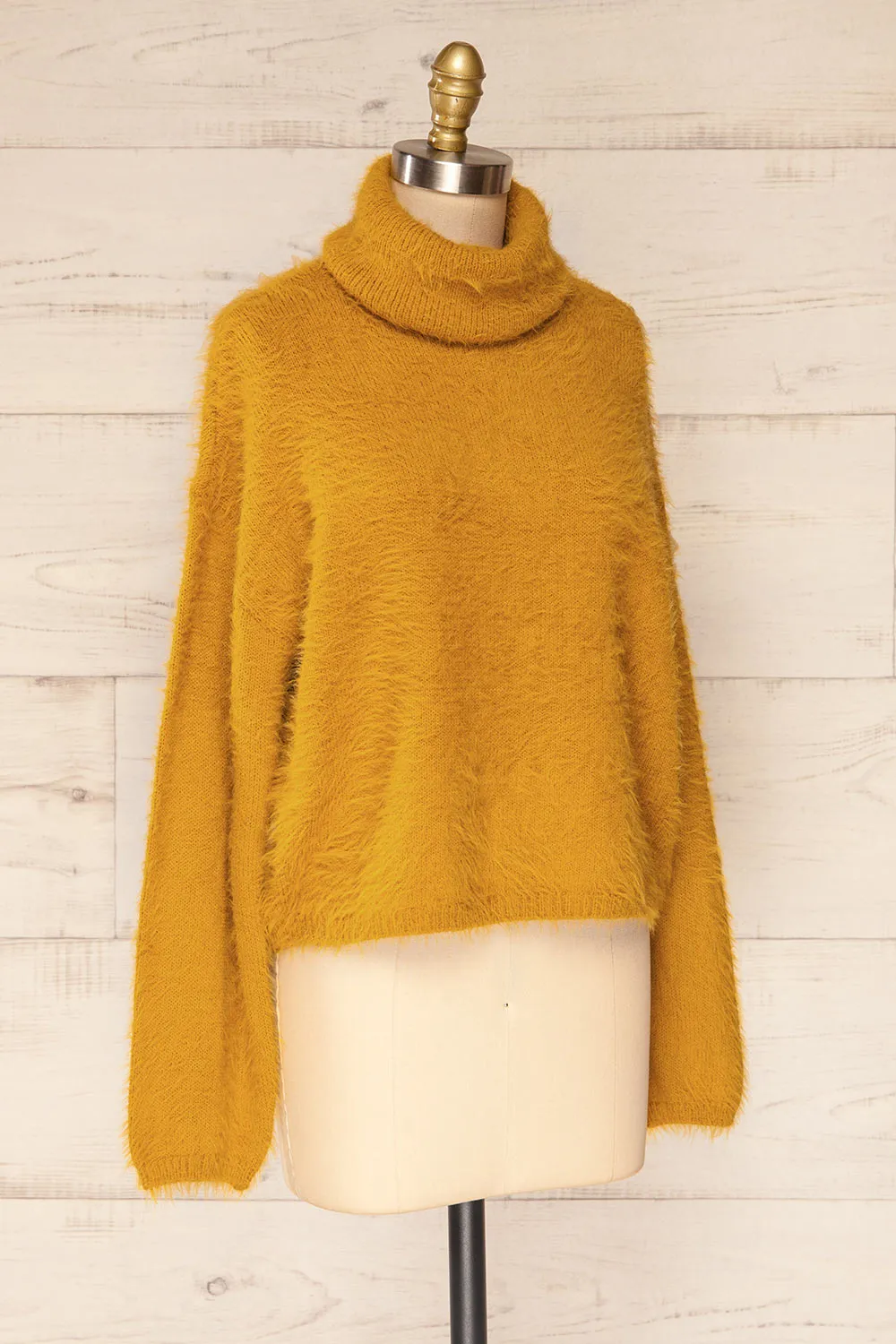 Titania Mustard | Fuzzy Turtleneck Sweater