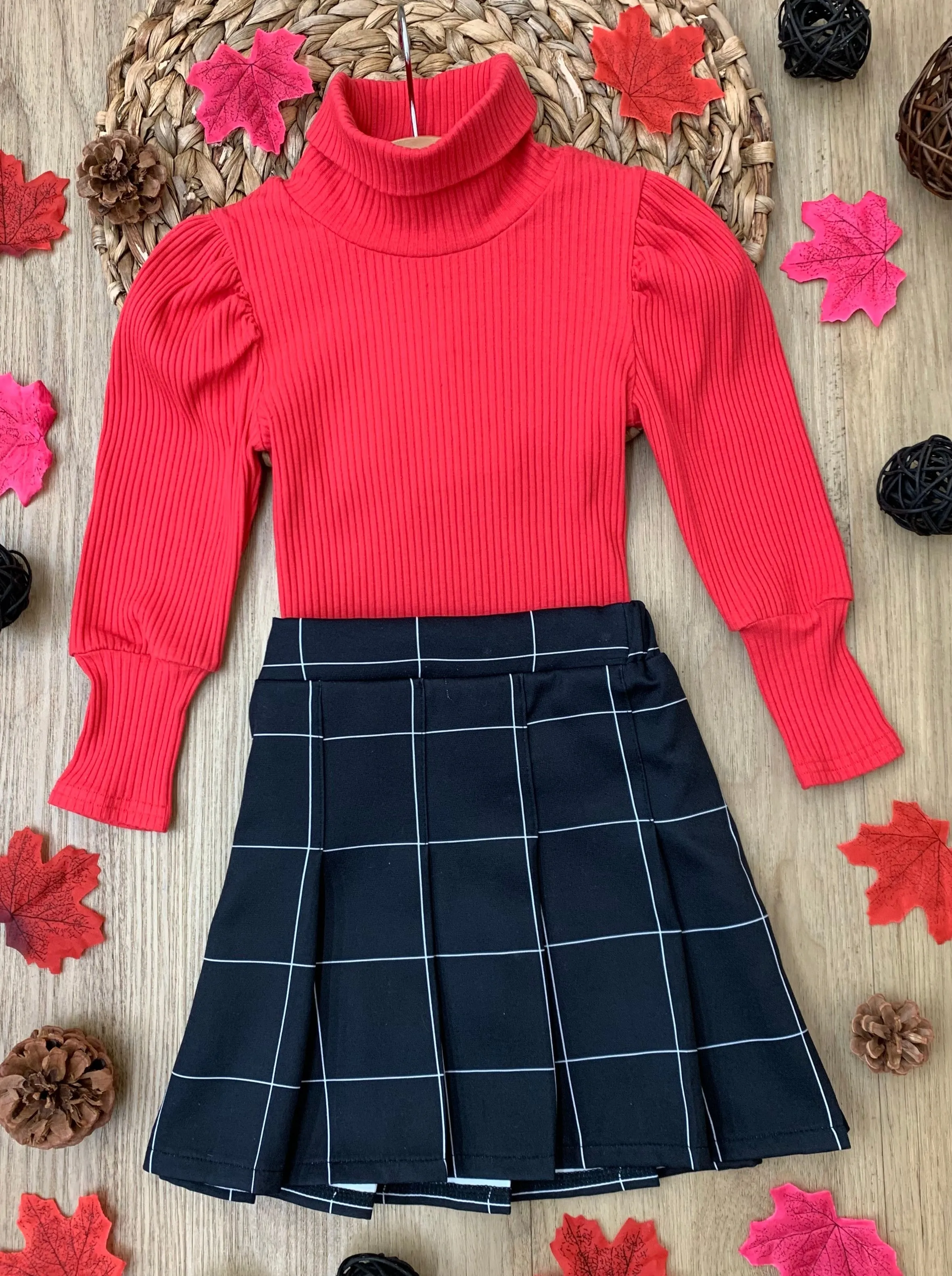 Top of the Class Sweater and Pleated Skirt Set