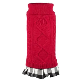 Turtleneck Dog Dress Red/Buffalo Plaid XXSmall