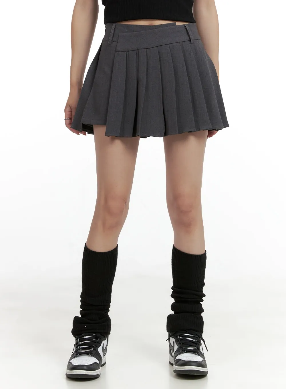 Unbalanced Pleated Mini Skirt CL424