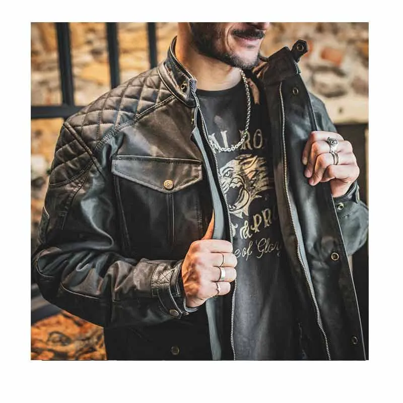 Veste moto coton waxed MISSION CE AAA | Age of Glory