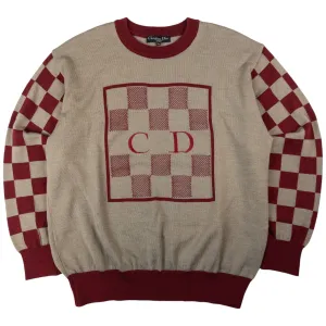 Vintage Dior Sports Checkerboard Knit Jumper Size L