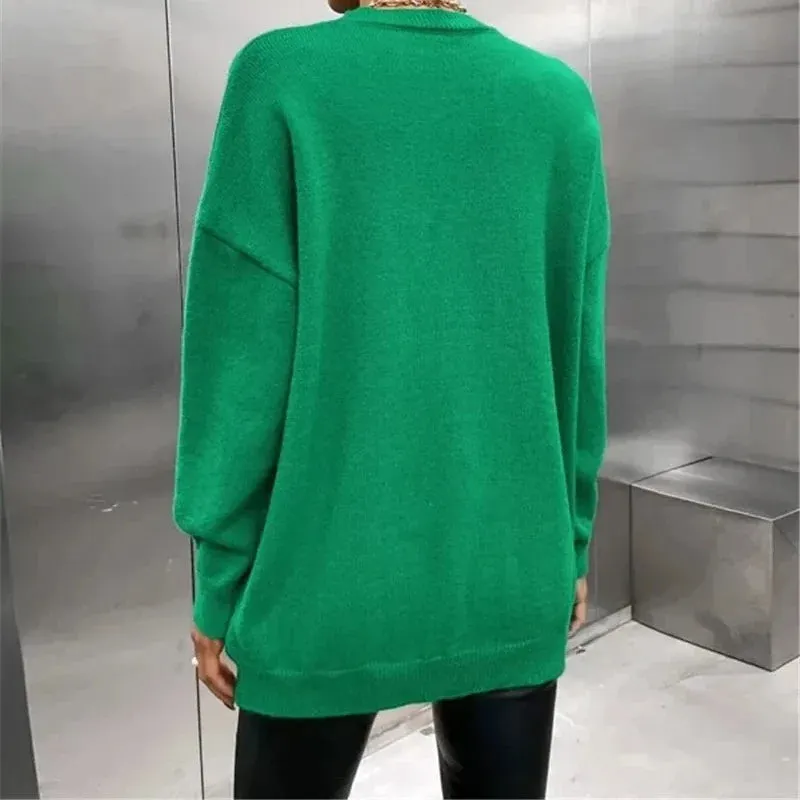 Wenkouban-Christmas Thanksgiving outfits_Simple Warm Thick Casual Autumn Winter Knit Elastic Jumper Christmas Sweater