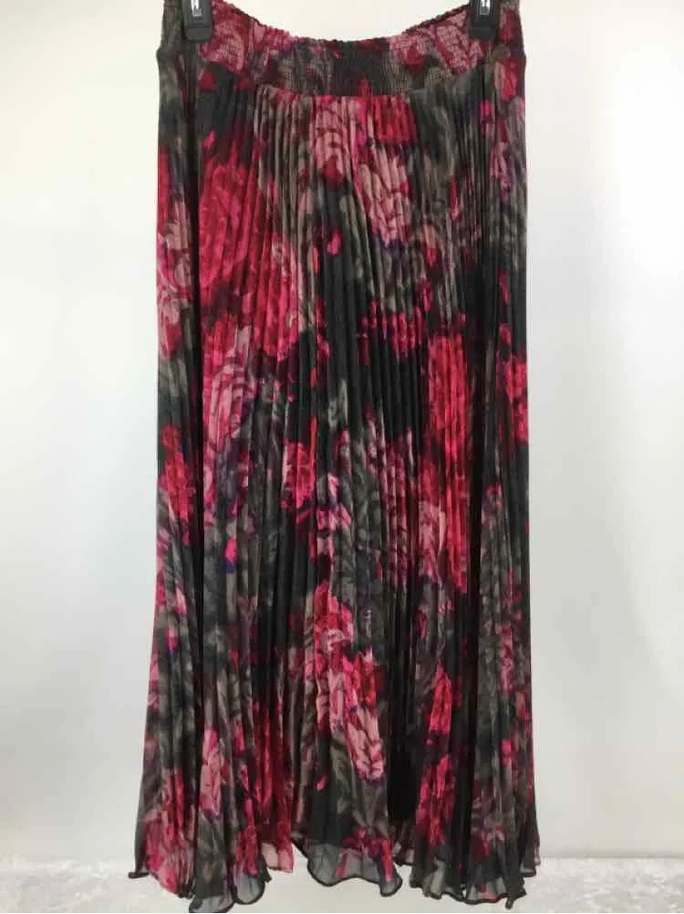 White House Black Market Women Size 10 fuschia/gray NWT floral pleated Skirt