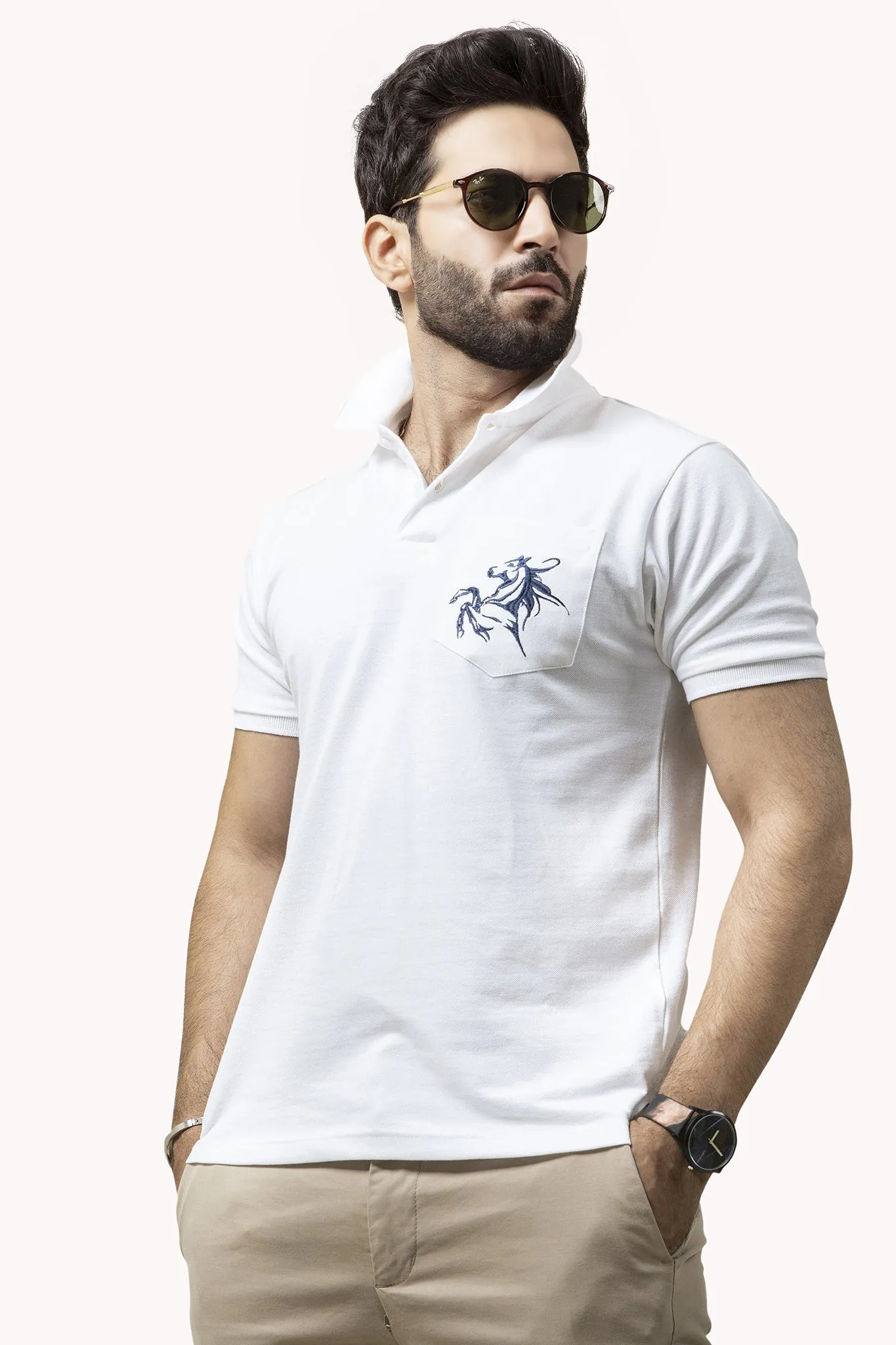 White Pocket Polo - P20 - MP0022R