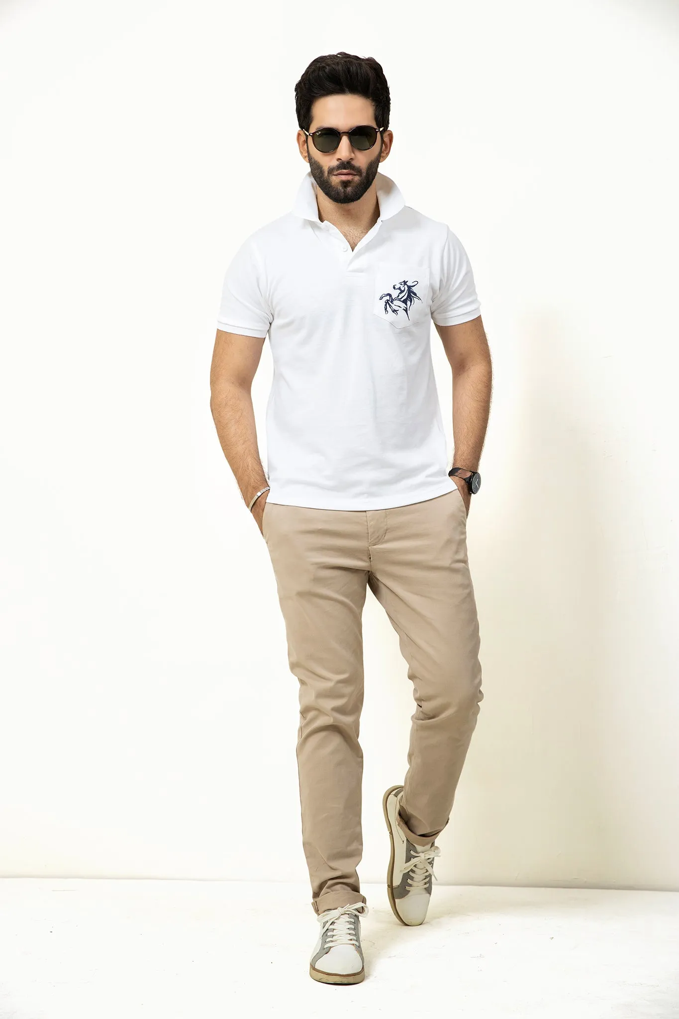 White Pocket Polo - P20 - MP0022R