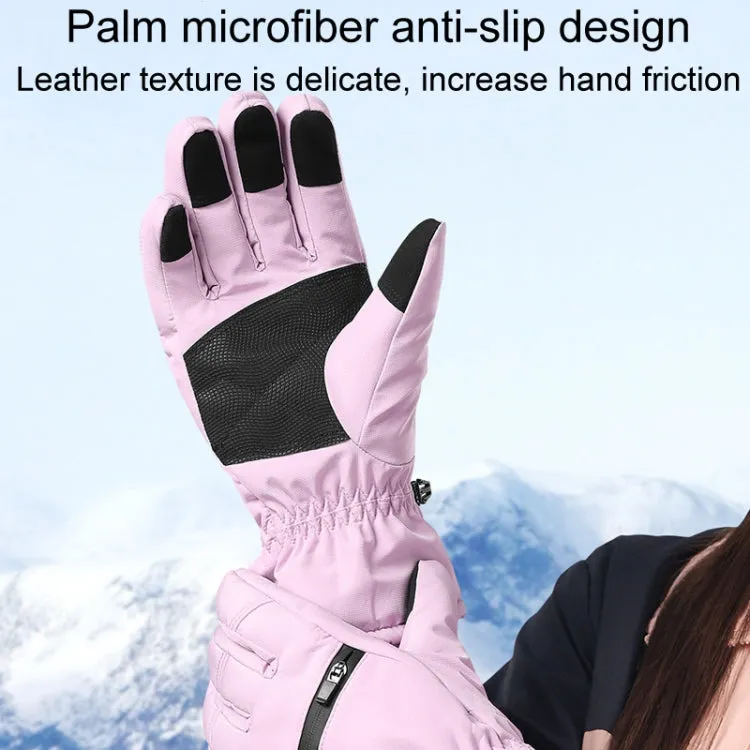 Winter Padded Ski Finger Gloves Outdoor Windproof Warm Sports Gloves, Size: M(Light Purple)