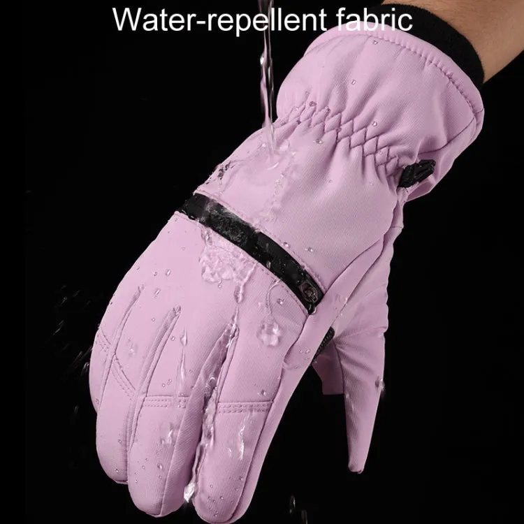 Winter Padded Ski Finger Gloves Outdoor Windproof Warm Sports Gloves, Size: M(Light Purple)