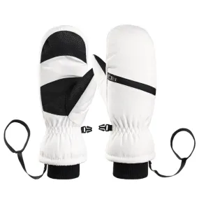 Winter Padded Ski Gloves Outdoor Windproof Warm Sports Gloves, Size: M(White)