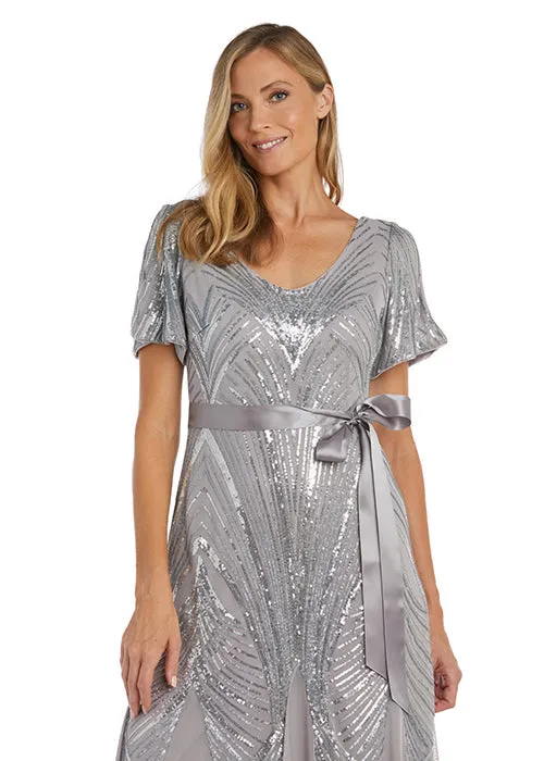 Women Petite Sequined Panel Embellished Dress