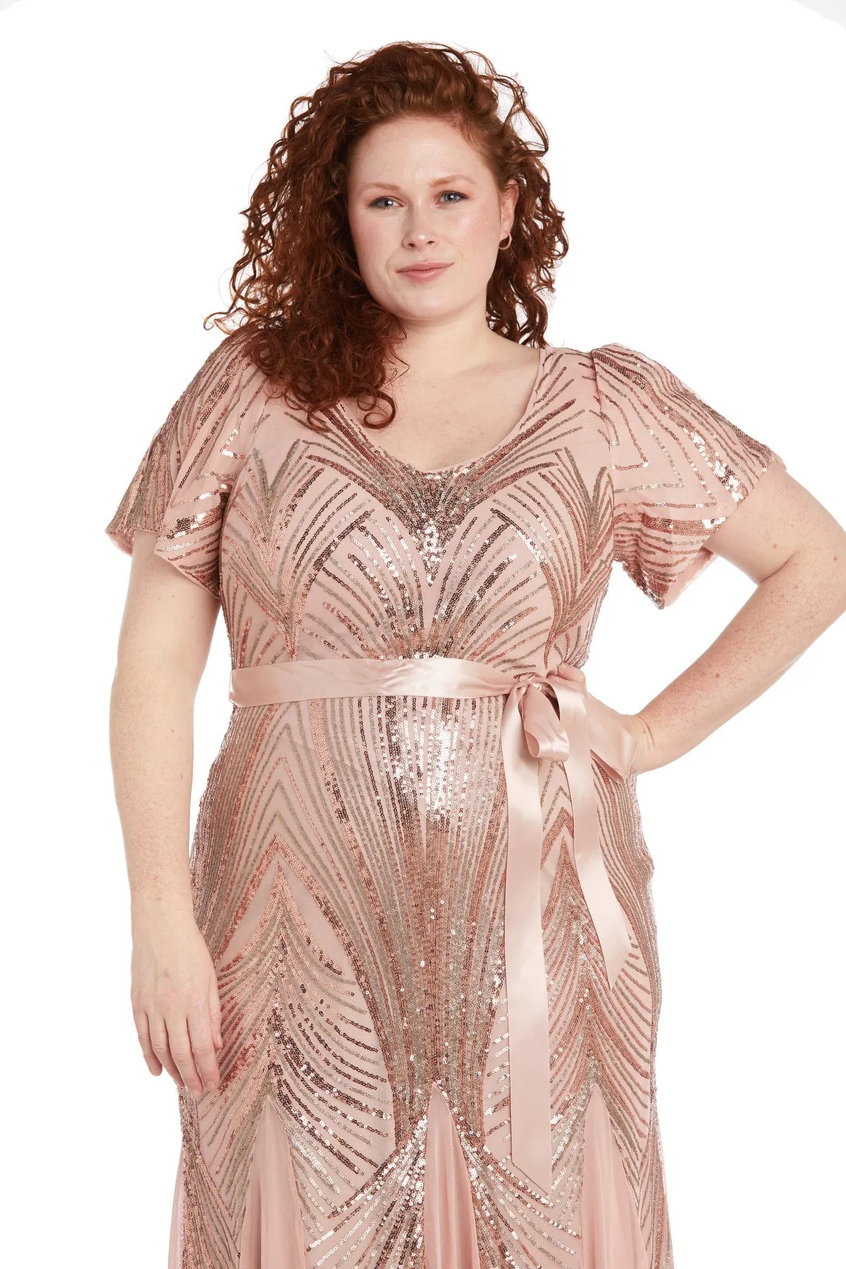 Women Plus Size Sequined Panel Embellished Dress