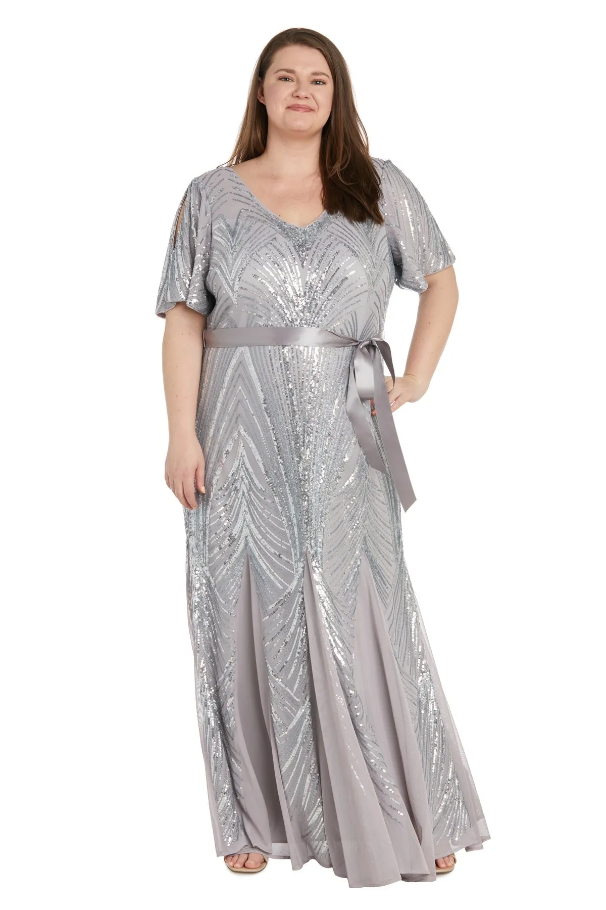 Women Plus Size Sequined Panel Embellished Dress