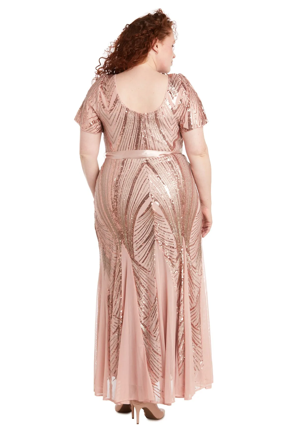 Women Plus Size Sequined Panel Embellished Dress