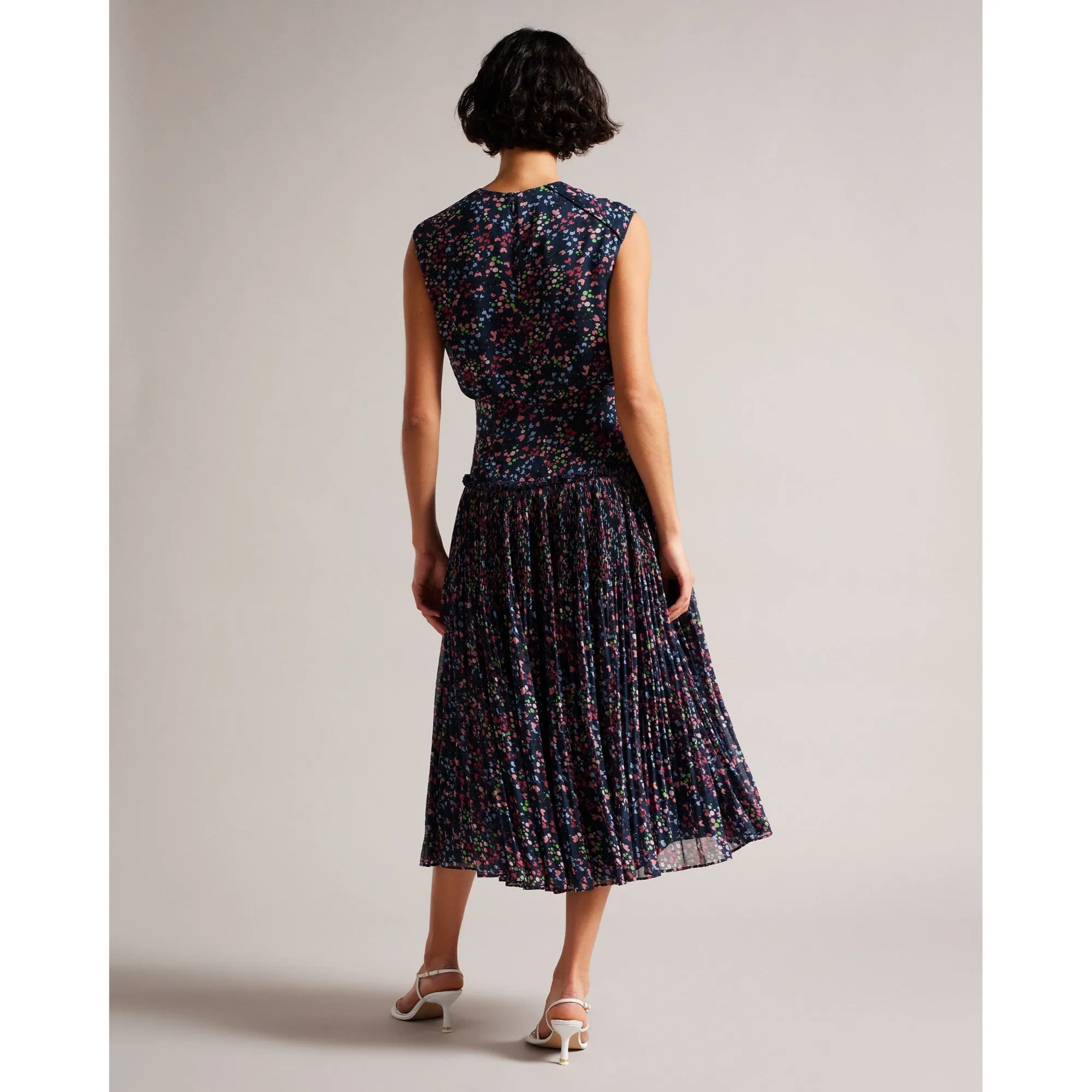 Women Wmd-Coraal-Waisted Sleeveless Midi Dress - Dk-Navy