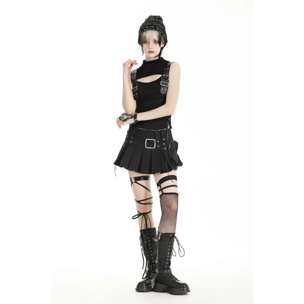 Women's Punk Big-pocket Pleated Skirt