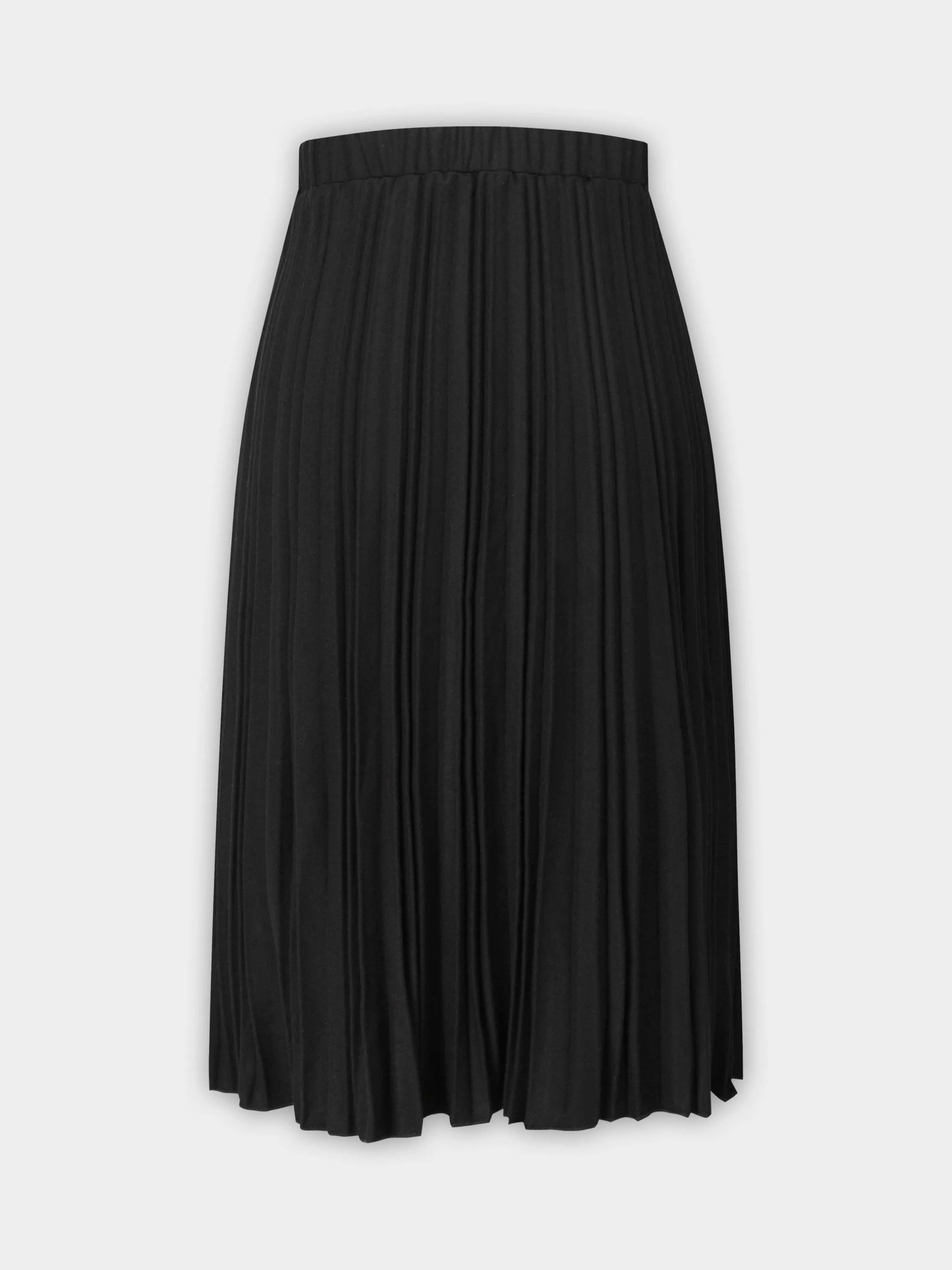 Wool Blend Pleated Skirt 25.5"-Black