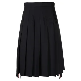 Wool Plain Weave Pleated 4-Bar Skirt