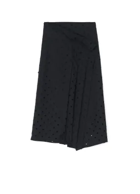 WOOL/POLYESTER GABARDINE PLEATED WRAP SKIRT