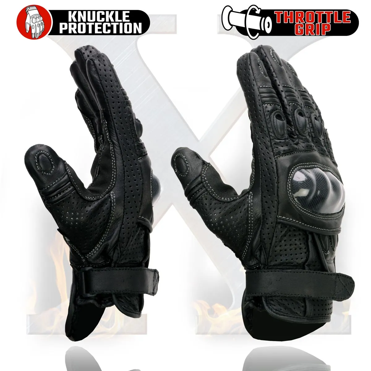 Xelement XG298 Men's Black 'Knuckle Protect' Leather Protective Racing