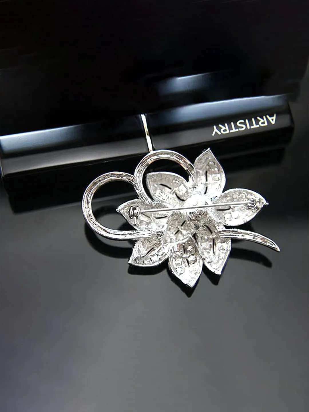 Yellow Chimes Brooch for Women Silver Plated Crystal Floral Brooch Pin Fashionable Luxury Brooch for Girls and Women.