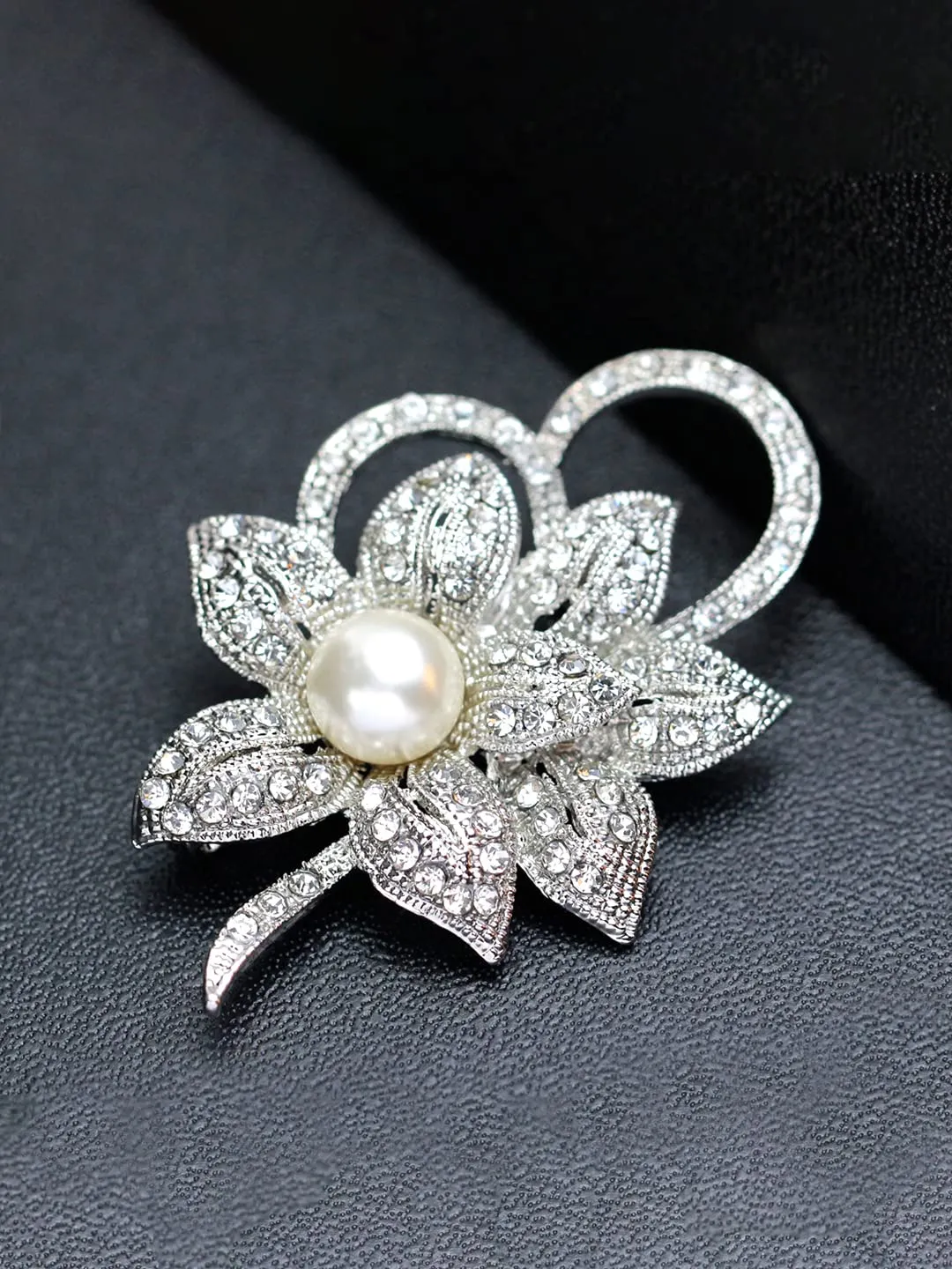 Yellow Chimes Brooch for Women Silver Plated Crystal Floral Brooch Pin Fashionable Luxury Brooch for Girls and Women.