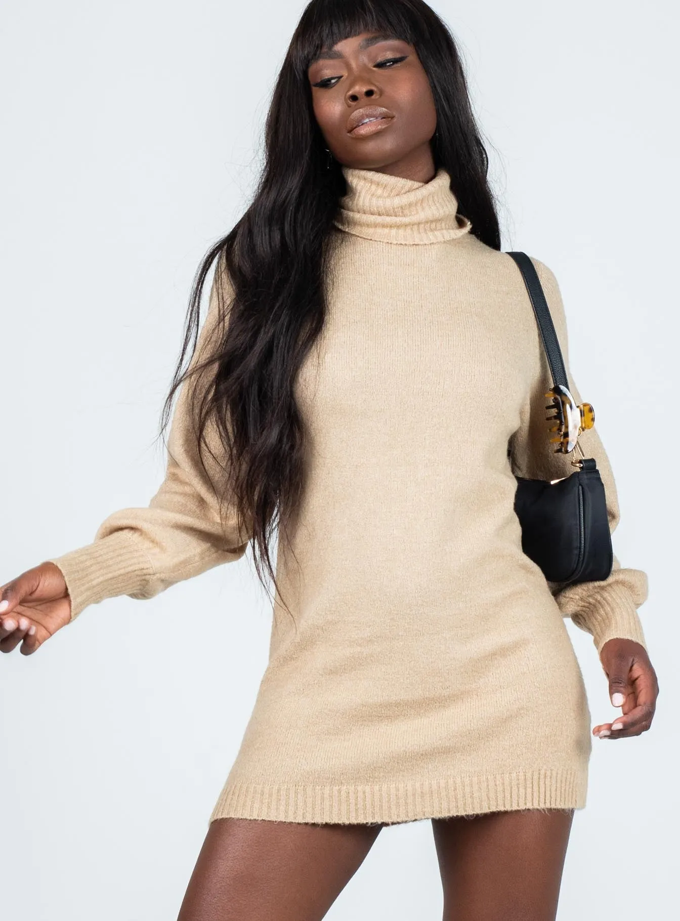 Zahara Sweater Mini Dress Beige