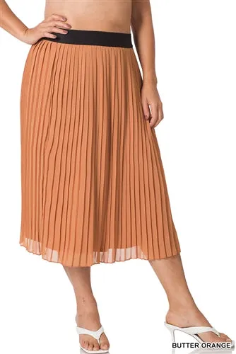 Zenana QS1004XBA Plus Size Pleated Skirt