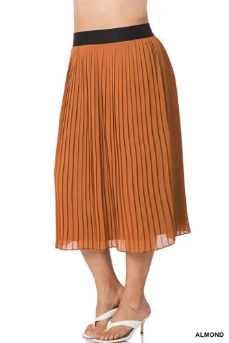 Zenana QS1004XBA Plus Size Pleated Skirt