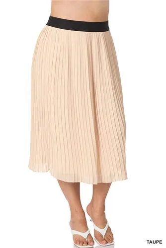 Zenana QS1004XBA Plus Size Pleated Skirt