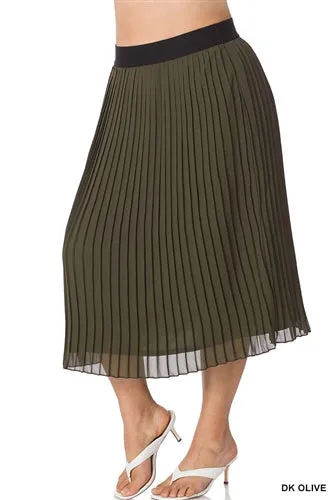 Zenana QS1004XBA Plus Size Pleated Skirt